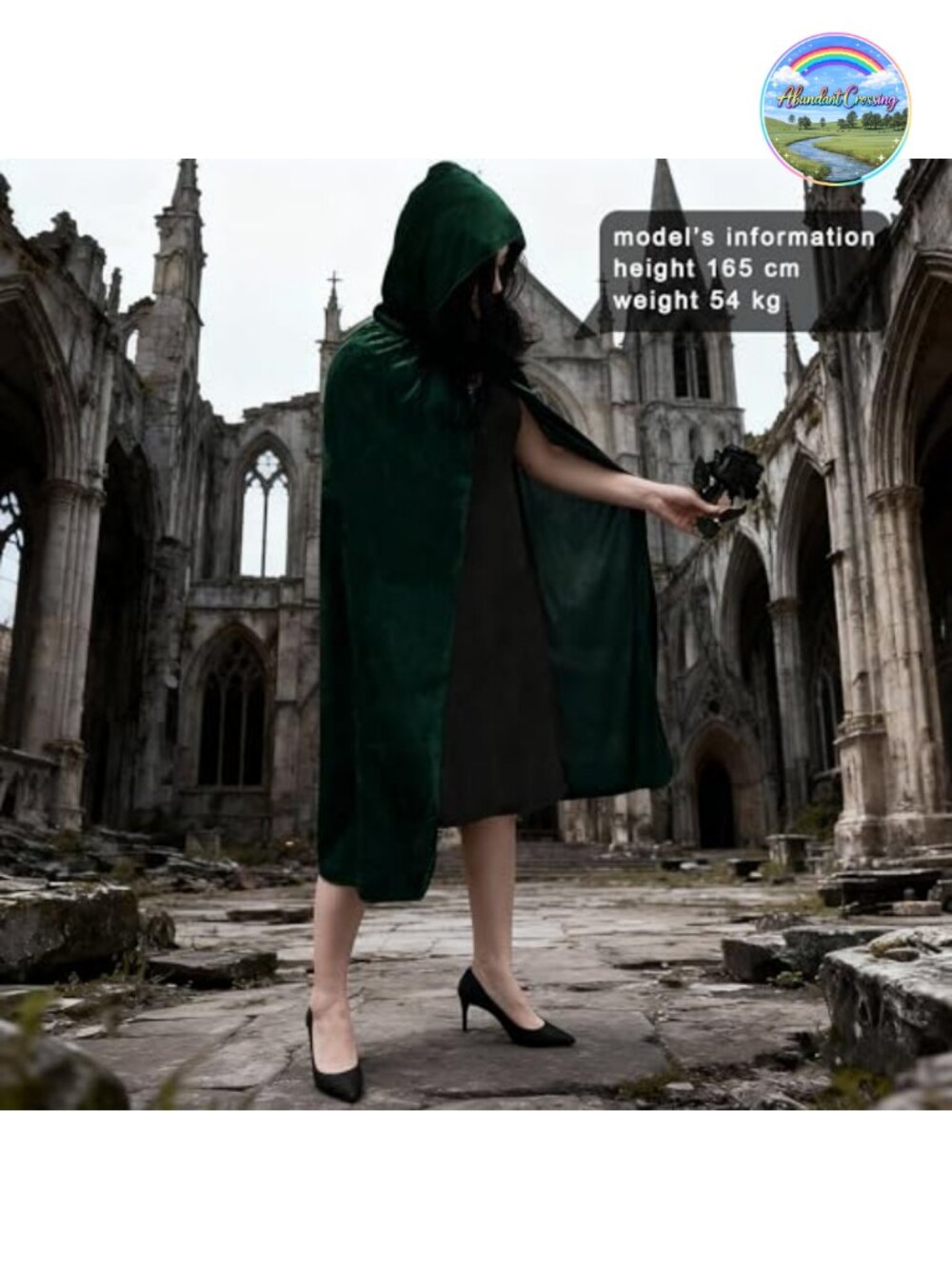Unisex Velvet Long Cape Cloak for Halloween Cosplay Costume - Picture 4 of 6